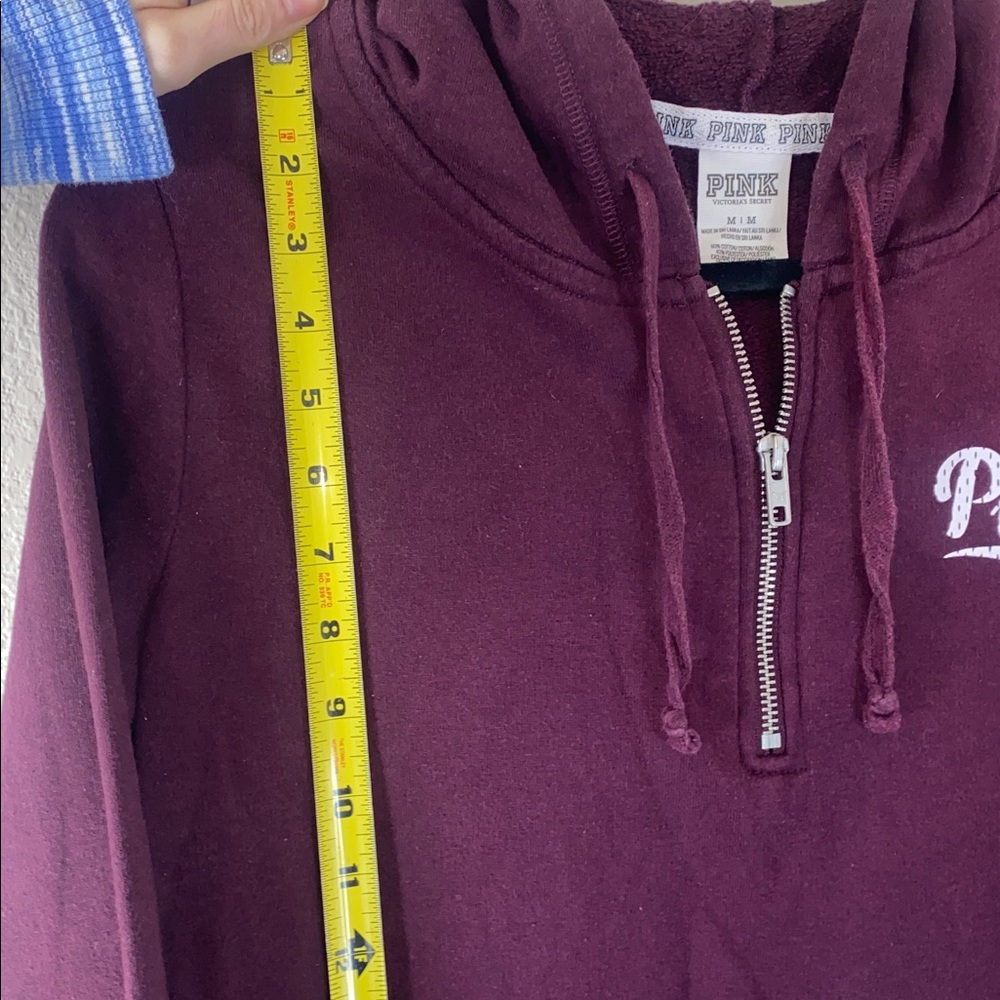 🎈PINK Victoria’s Secret Maroon Half-Zip Pullover with hood! - Picture 3 of 8